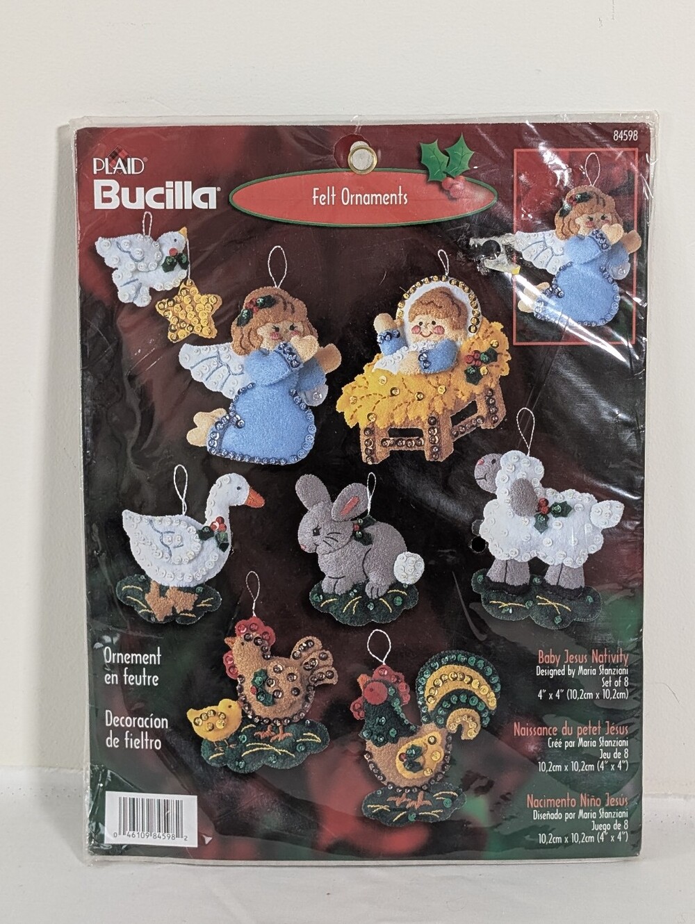 Bucilla Baby Jesus Nativity Felt Ornament Kit 84598 Manger Sequin Beads Set of 8